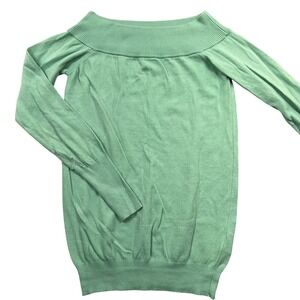 Stile Benetton Sweater Women S Mint Green Cashmere Blend Off The Shoulder Ribbed